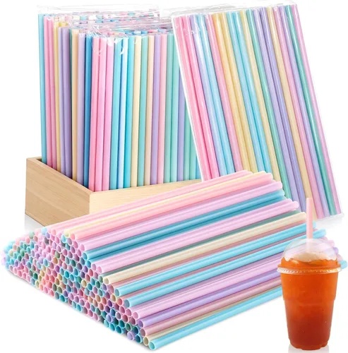 Vista 12 de Eaasty 1000 popotes desechables de plástico a granel, 0.24 pulgadas de diámetro y 7.87 pulgadas de largo de plástico desechables para beber