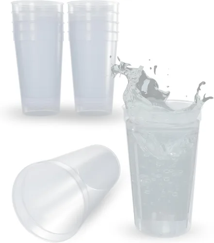 Vista 41 de PartyPrints Paquete de 100 vasos pequeños de plástico en blanco reutilizables de 10 a 12 onzas, vasos de estadio a granel, sin BPA, aptos