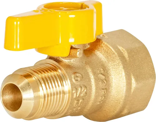 Vista 7 de Válvula de bola de gas recta Eastman de latón, 1/2 pulg. FIP x 1/2 pulg. OD Flare hembra, mango de cuarto de vuelta, 60005