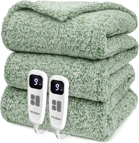 Vista 10 de Heated Blanket Electric Blanket Queen - Fast Heating Blanket Throw Dual Control Double Sided Sherpa with 10 Heating Levels & 2-10 Hours Auto Off