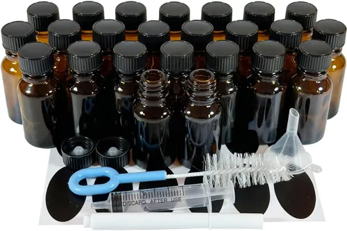 Bioll Botella de vidrio de 0.5 fl oz (1/2 oz). Botella de aceite esencial con tapa. Para perfume, aromaterapia, frascos de muestra recargables de