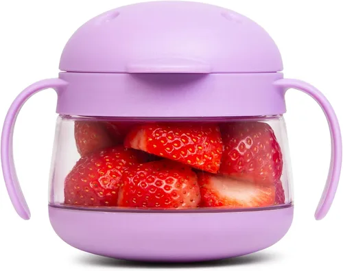 Vista 14 de Ubbi Tweat Contenedor de snacks sin derrame para niños, libre de BPA, tazón de viaje para niños pequeños, rosa rubor