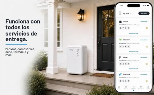 Vista 3 de hyve Caja de entrega de paquetes inteligente para exteriores - Entregas y devoluciones seguras Blanco paloma