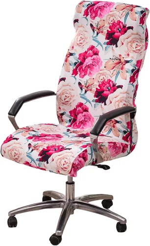 Vista 27 de CRFATOP Funda elástica para silla de oficina de computadora con cremallera duradera, funda giratoria universal para silla de escritorio