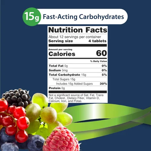 Vista 3 de TRUEplus Tabletas de Glucosa, Sabor Variado (Uva, Frambuesa, Naranja) - Caja de 50 unidades con 12 Botellas