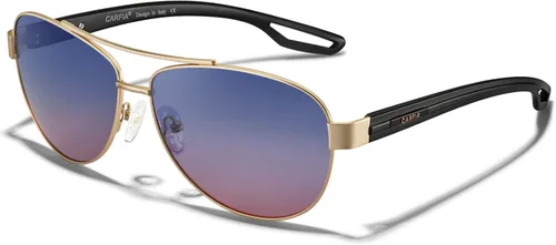 Vista 15 de CARFIA Aviator Polarized Sunglasses for Women UV400 Protection CA3210 Lente degradado azul
