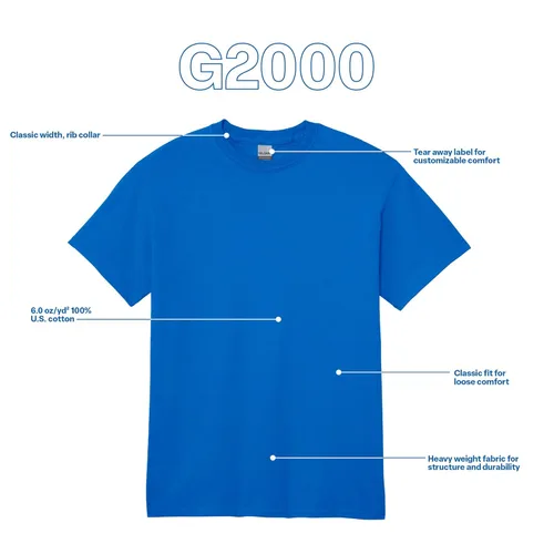 Vista 4 de Gildan Ultra Cotton - Camiseta de algodón para hombre, estilo G2000, multipack, Carolina Blue (paquete de 2), 3XL
