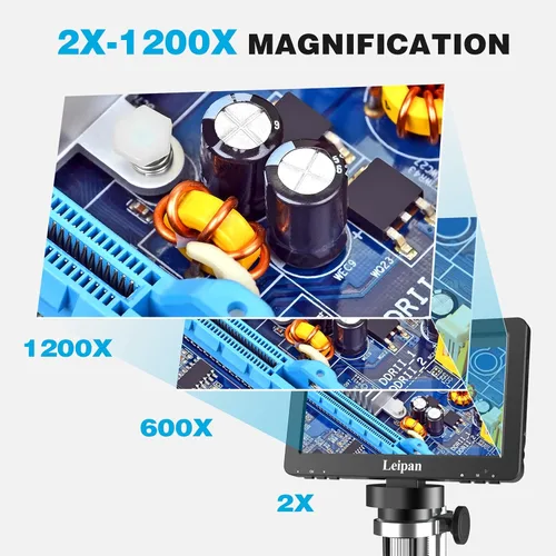 Vista 6 de DM9H - Microscopio HDMI para monedas con pantalla IPS de 7 pulgadas, microscopio de soldadura de aumento 1200X, soporte más largo de 8.5 pulgadas