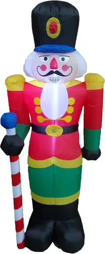 Soldado de cascanueces inflable de Navidad iluminado de 6 pies de alto, luces LED, decoración de vacaciones para interiores y exteriores, decoración