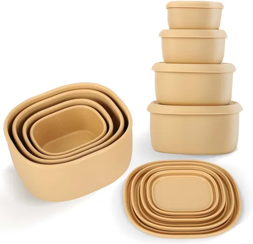 Vista 12 de 4 piezas recipientes de silicona de 10 onzas para refrigerios para niños, pequeños recipientes de alimentos con tapas, contenedor de frutas