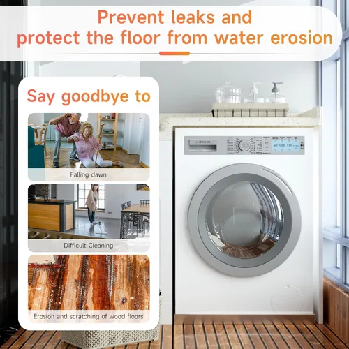 Vista 5 de Bandeja para lavadora de 32" x 32" x 2.5" de acero inoxidable 304 de alta resistencia, bandeja para lavadora, bandeja de drenaje para lavadora