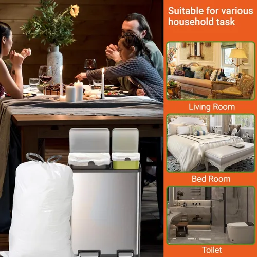 Vista 5 de Code M - 100 bolsas de basura resistentes con cordón reforzado para Reliable1st de 8-12 galones / 40-55 litros compatibles con simpIehuman Code M