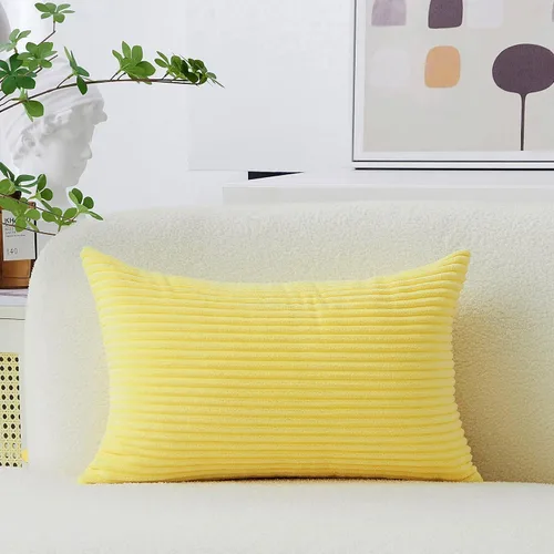 Vista 74 de Home Brilliant Funda de cojín rectangular de pana a rayas oblonga para sofá, decoración de primavera, 12 x 20 pulgadas, color blanco puro