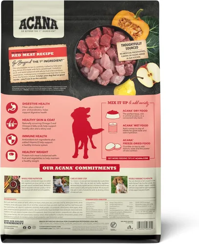 Vista 2 de ACANA Alimento seco sin granos para perros Receta de carne roja Bolsa de 4.5 libras