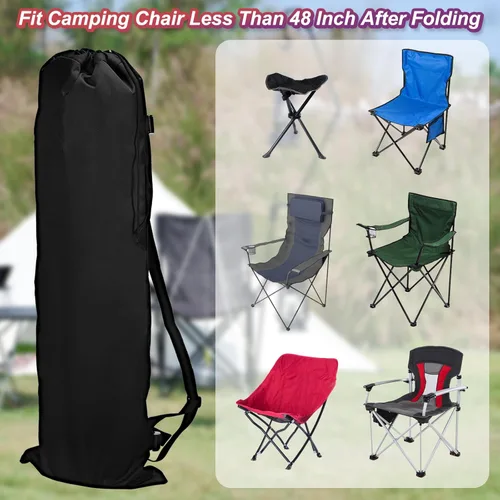 Vista 6 de PATIKIL 48 Inch Camp Chair Replacement Bag, 2 Pack Foldable Camping Chair Bag 900D Oxford Large Mouth Carry Bag with Adjustable Shoulder Strap for