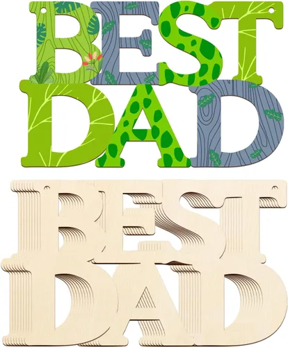 Vista 178 de Adornos de Letras de Madera PAPÁ para Pintar de 7 Pulgadas, Tamaño Grande, Recorte de Papi de Madera para el Día del Padre, DIY en Blanco, Madera