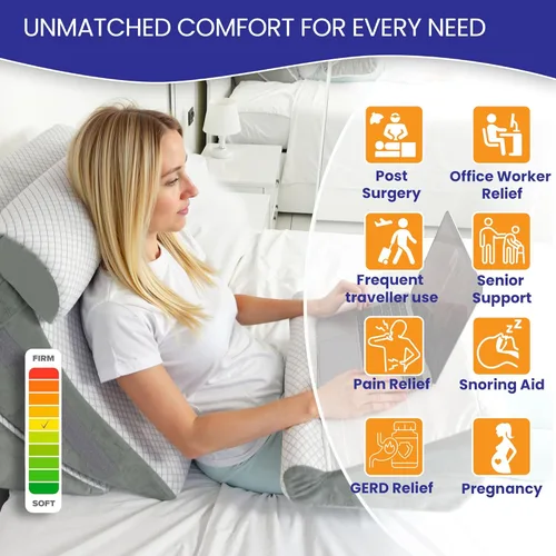 Vista 6 de Juego de 4 almohadas de cuña para después de la cirugía, soporte ortopédico ajustable de espuma viscoelástica para recuperación poscirugía, dormir