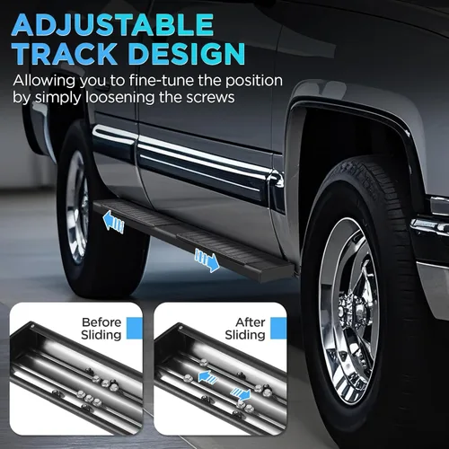 Vista 6 de PZ - Estribos de 6" para cabina de 2 filas para Chevy Silverado/GMC Sierra 1500 2007-2018, 2007-2019 para 2500HD 3500HD, barras laterales Nerf