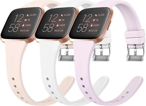 Vista 14 de Tobfit Pack 3 bandas delgadas compatibles con Fitbit Versa 2 Bands/Fitbit Versa/Fitbit Versa Lite/SE, pulsera de repuesto de silicona para hombres
