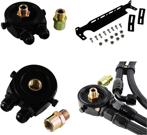 Vista 5 de Transmisión universal del motor de aluminio AN10 30 hileras kit de enfriador de aceite con soporte + manguera adaptadora+kit de ventilador de 7