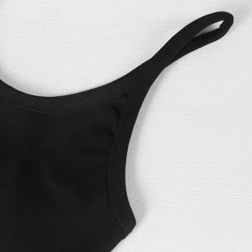 Vista 3 de Artfish - Camiseta sin mangas de ajuste ceñido para mujer, diseño básico de punto acanalado, con cuello redondo