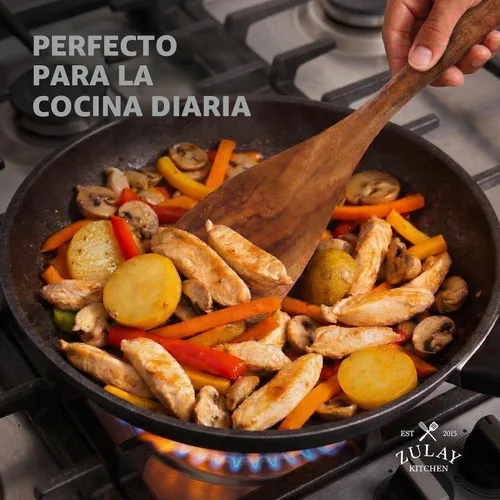 Vista 7 de Zulay Kitchen Juego de utensilios de madera de teca de 6 piezas, cucharas