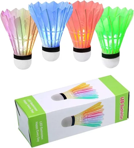 Vista 11 de LED Badminton Birdies 4/5/6 PCS,Nylon Glow in The Dark Badminton Shuttlecocks,Goose Feather Colourful Lighting Birdies, Plastic Light Up Birdie