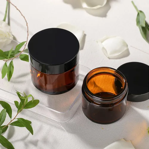 Vista 5 de Tarros de vidrio de 1 oz con tapas, paquete de 3 frascos de vidrio transparente pequeños con tapas, recipientes de maquillaje de vidrio vacíos