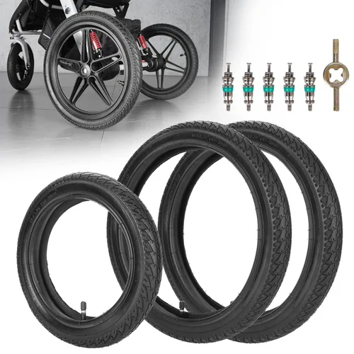Neumáticos y tubos delanteros de 12/12.5 × 1.75/2.125/2.25 y traseros 16 × 1.75/2.125 (1+2) aptos para modelos de trote de engranajes de 3 ruedas