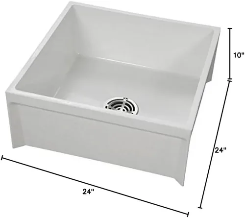 Vista 5 de American Standard MSB2424100 Mopa de piedra moldeada Basinfiat Showers Square, Molded Stone™ Mop, blanco