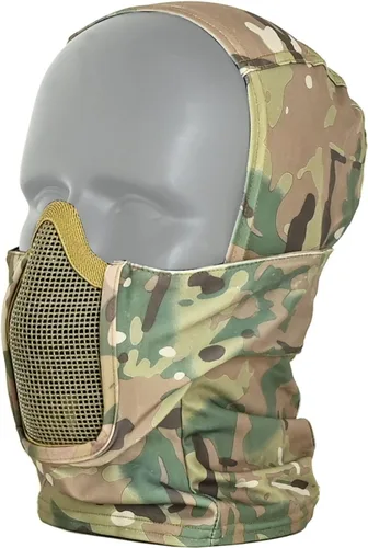 Vista 10 de Pasamontañas Airsoft de malla estilo ninja con protección completa para la boca, máscara de paintball Airsoft, máscara de malla metálica impermeable