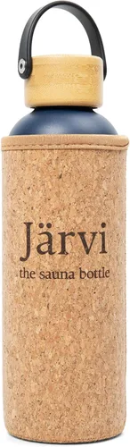 Jarvi La Botella de Sauna - 18 oz / 550 ml Agua Fría como el Hielo y Fresca al Tacto incluso en Saunas Calientes - Capa Exterior de Corcho Natural x