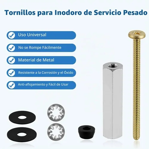 Vista 2 de Tornillos universales del asiento de inodoro del latón macizo, 2 pernos de Perno de bloqueo de piso de inodoro resistente con tuerca descendente