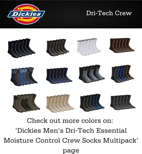 Vista 3 de Dickies - Medias altas con control de humedad y tecnología Dri-Tech para hombre, paquete de varias unidades, tallas M a XL