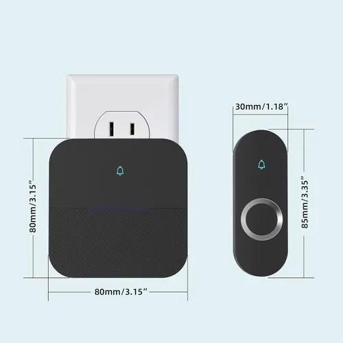 Vista 6 de AIDA Timbre inalámbrico iluminado para el hogar, timbre a batería impermeable de 1,000 pies, 5 niveles de volumen con 58 timbres y flash LED