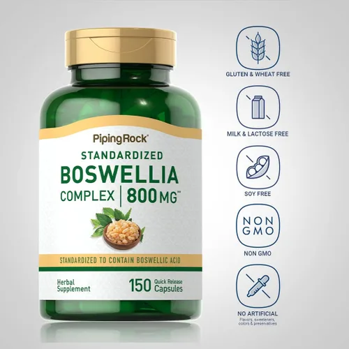 Vista 3 de Piping Rock Boswellia Serrata Extracto Suplemento 150 cápsulas Complejo de ácido boswélico Fórmula sin OMG, sin gluten