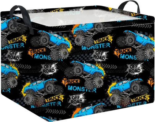 Vista 17 de Cesta de almacenamiento rectangular con asas, papelera plegable para juguetes para niños, caja de libros, cesta de regalo (murciélago)