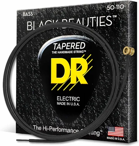 Vista 8 de DR Strings Beauties-Black Coated Steel 6 Cuerdas de guitarra bajo, calibre 30-125, núcleo redondo (BKB6-30)