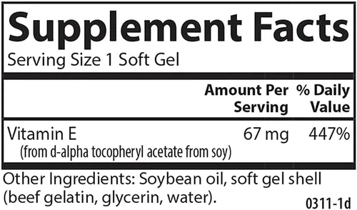 Vista 4 de Carlson - E-Gems, 100 UI (67 mg), vitamina E de origen natural, salud cardíaca y bienestar óptimo, antioxidante, 100 geles blandos