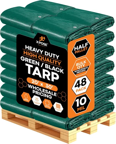 Vista 71 de Lona de polietileno resistente – 6 x 8 pies – 0.394 in de grosor impermeable, cubierta protectora de bloqueo UV – reversible plata y negro