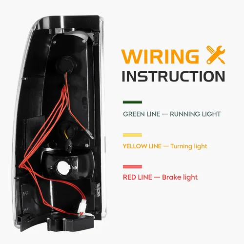 Vista 5 de Kit de luz trasera + tercera luz de freno para Chevy Silverado 1500 2500 HD 1999-2002, para GMC Sierra 1500 2500 HD Fleetside 1999-2003, luces