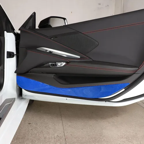 Vista 5 de Cubierta de protección contra patadas para puerta, protector de panel compatible con Corvette C8 Z06 2020-2025, decoración de fibra de carbono