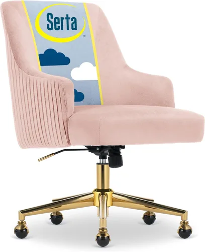 Serta Scarlett - Silla de oficina moderna, silla de escritorio plisada y curvada con respaldo medio, cojín de asiento de bobina de bolsillo, Rosa