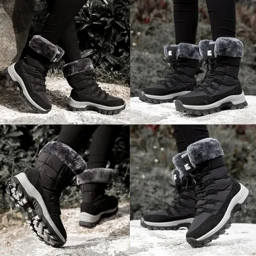 Vista 7 de Botas de nieve para mujer, botas de invierno para mujer, botas de invierno cálidas con forro de piel, botas de invierno para mujer, botas de nieve