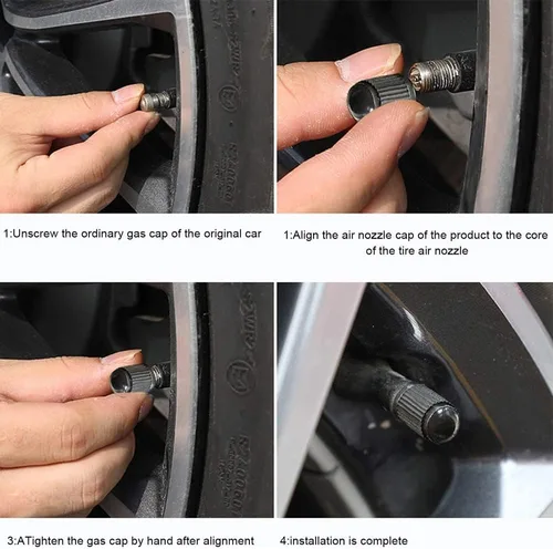 Vista 5 de La versión mejorada tiene tapas de vástago de válvula de neumático con anillo de sellado (12 piezas, negro)