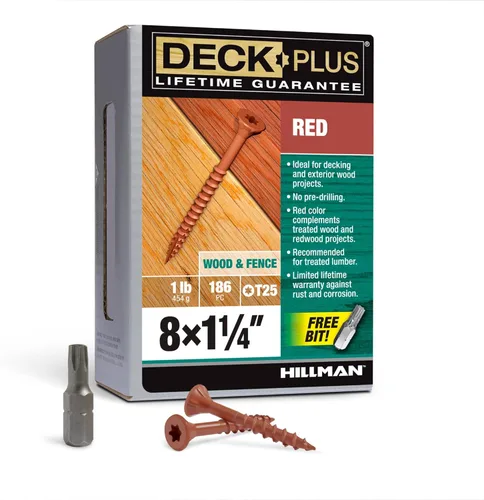Vista 58 de Deck Plus Tornillos para valla y madera exterior con revestimiento epoxi de 2 pulgadas #8 x 2 Torx/Star Drive incluido, rosca gruesa, tornillo