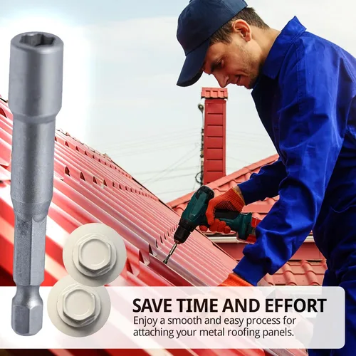 Vista 6 de EAGLE 1 Tornillos para Techos de Metal #10 - Tornillos Autorroscantes con Cabeza Hexagonal Pintada y Arandela de Goma EDPM para Metal a Madera