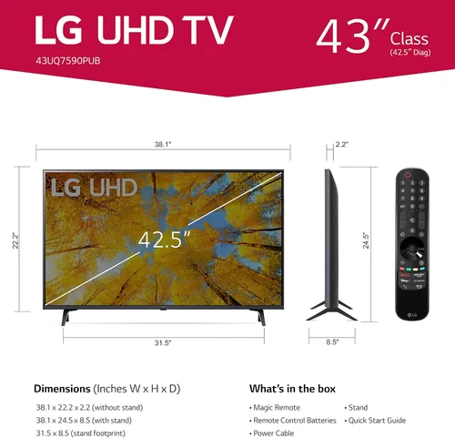 Vista 3 de LG UHD UQ75 Series 43” (43UQ7590PUB, 2022), Negro