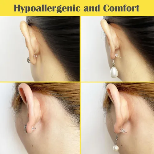 Vista 4 de Kerryjewl Respaldos de Silicona para Aretes, 100 piezas Transparentes de Repuesto para Aretes de Botón y Aros, Hipoalergénicos de Goma Cómodos No