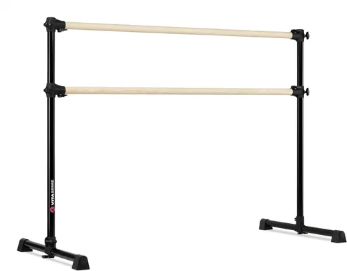 Vista 22 de Barra de ballet portátil independiente doble Vita Barre, Prodigy, de madera Altura ajustable, hecha en EE. UU., equipo de ejercicio para casa